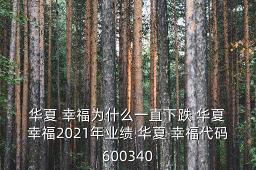  華夏 幸福為什么一直下跌 華夏 幸福2021年業(yè)績 華夏 幸福代碼600340