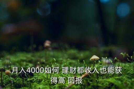 月入4000如何 理財(cái)都收入也能獲得高 回報(bào)