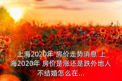  上海2020年 房?jī)r(jià)走勢(shì)消息 上海2020年 房?jī)r(jià)是漲還是跌外地人不結(jié)婚怎么在...