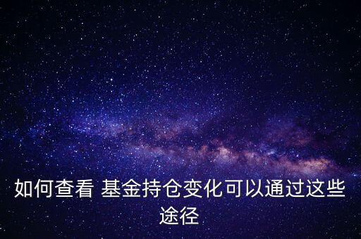 如何查看 基金持倉(cāng)變化可以通過(guò)這些途徑