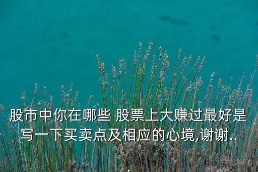 股市中你在哪些 股票上大賺過最好是寫一下買賣點(diǎn)及相應(yīng)的心境,謝謝...