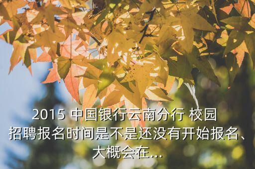 2015 中國銀行云南分行 校園 招聘報名時間是不是還沒有開始報名、大概會在...