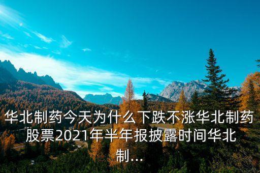 華北制藥今天為什么下跌不漲華北制藥 股票2021年半年報(bào)披露時(shí)間華北制...