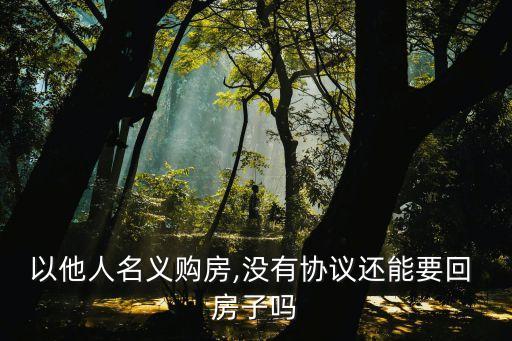 以他人名義購(gòu)房,沒有協(xié)議還能要回 房子嗎