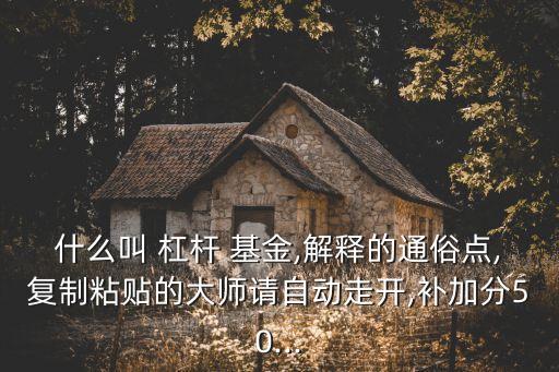 什么叫 杠桿 基金,解釋的通俗點,復(fù)制粘貼的大師請自動走開,補加分50...