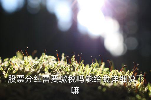  股票分紅需要繳稅嗎能給我詳細(xì)說下嘛