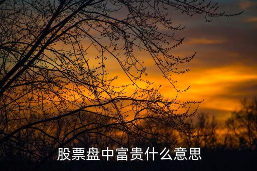  股票盤(pán)中富貴什么意思