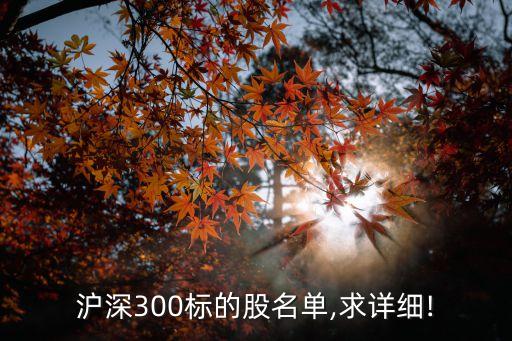 滬深300標的股名單,求詳細!