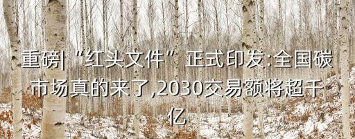 重磅|“紅頭文件”正式印發(fā):全國(guó)碳市場(chǎng)真的來(lái)了,2030交易額將超千億