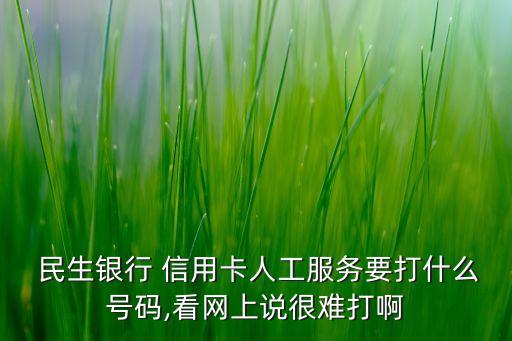  民生銀行 信用卡人工服務要打什么號碼,看網(wǎng)上說很難打啊