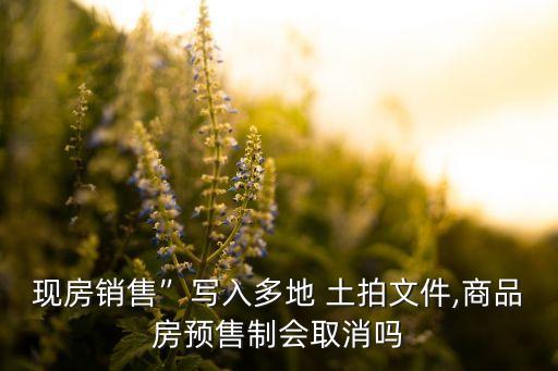 現(xiàn)房銷(xiāo)售”寫(xiě)入多地 土拍文件,商品房預(yù)售制會(huì)取消嗎