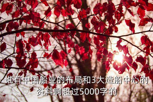 誰有中國船業(yè)的布局和3大造船中心的資料啊超過5000字的