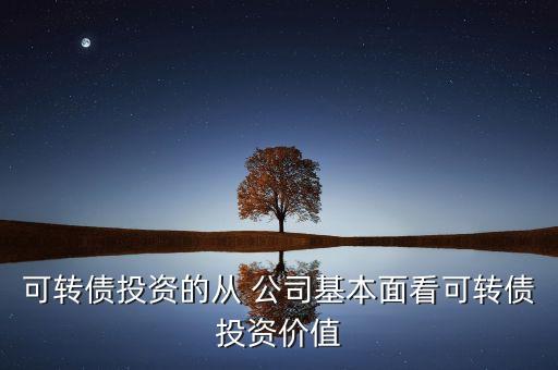 可轉(zhuǎn)債投資的從 公司基本面看可轉(zhuǎn)債投資價值