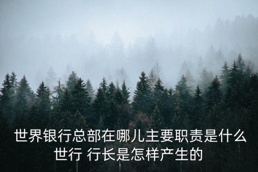  世界銀行總部在哪兒主要職責(zé)是什么世行 行長(zhǎng)是怎樣產(chǎn)生的