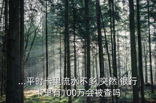 ...平時(shí)卡里流水不多,突然 銀行卡里有100萬(wàn)會(huì)被查嗎