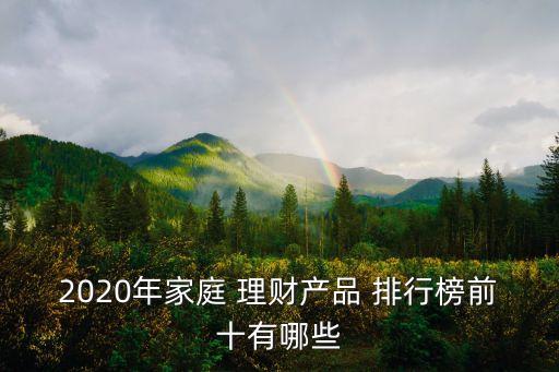 2020年家庭 理財(cái)產(chǎn)品 排行榜前十有哪些