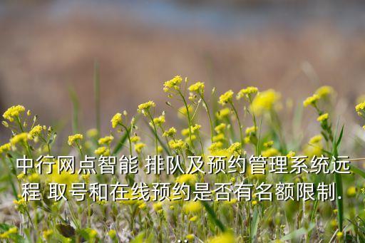 中行網(wǎng)點(diǎn)智能 排隊(duì)及預(yù)約管理系統(tǒng)遠(yuǎn)程 取號(hào)和在線(xiàn)預(yù)約是否有名額限制...