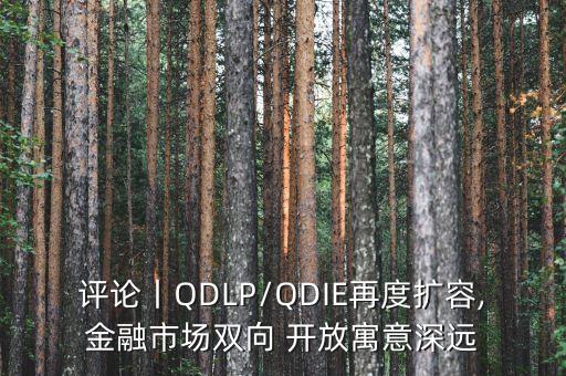 評論丨QDLP/QDIE再度擴容,金融市場雙向 開放寓意深遠