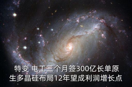  特變 電工三個月簽300億長單原生多晶硅布局12年望成利潤增長點