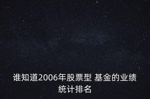 誰知道2006年股票型 基金的業(yè)績統(tǒng)計(jì)排名