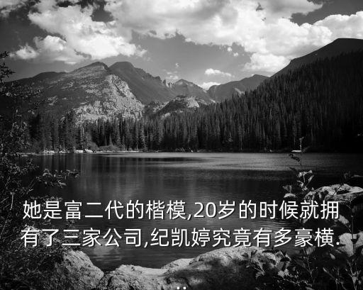 她是富二代的楷模,20歲的時候就擁有了三家公司,紀凱婷究竟有多豪橫...