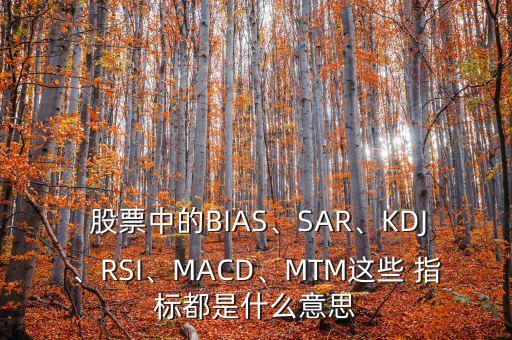  股票中的BIAS、SAR、KDJ、RSI、MACD、MTM這些 指標都是什么意思