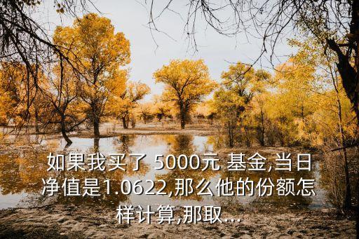 如果我買了 5000元 基金,當日凈值是1.0622,那么他的份額怎樣計算,那取...