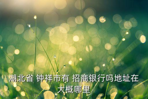 鐘祥招商銀行,鐘祥有沒有招商銀行營(yíng)業(yè)廳