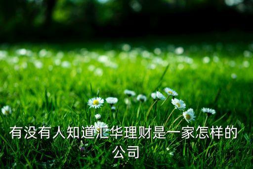 有沒有人知道匯華理財是一家怎樣的 公司