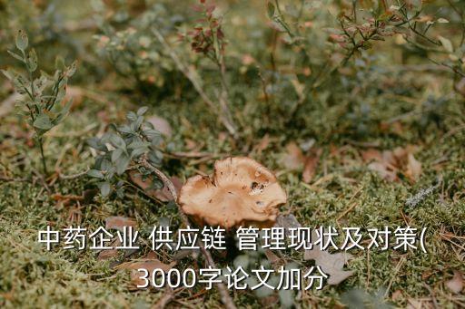 中藥企業(yè) 供應(yīng)鏈 管理現(xiàn)狀及對策(3000字論文加分