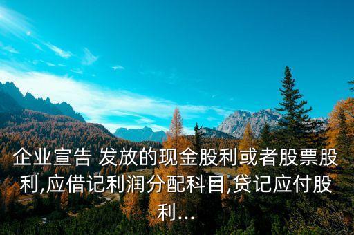 企業(yè)宣告 發(fā)放的現金股利或者股票股利,應借記利潤分配科目,貸記應付股利...