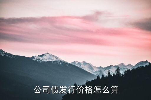  公司債發(fā)行價格怎么算