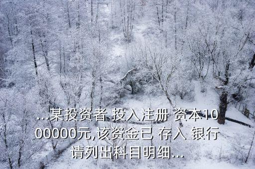 ...某投資者 投入注冊 資本1000000元,該資金已 存入 銀行請列出科目明細(xì)...