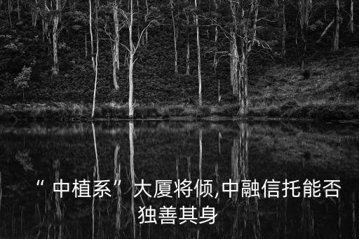 “ 中植系”大廈將傾,中融信托能否獨(dú)善其身