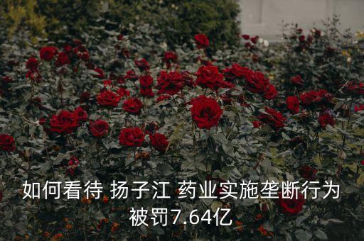 如何看待 揚(yáng)子江 藥業(yè)實(shí)施壟斷行為被罰7.64億