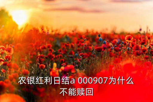 農(nóng)銀紅利日結(jié)a 000907為什么不能贖回