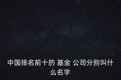 中國排名前十的 基金 公司分別叫什么名字