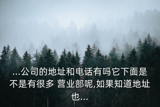 ...公司的地址和電話有嗎它下面是不是有很多 營業(yè)部呢,如果知道地址也...