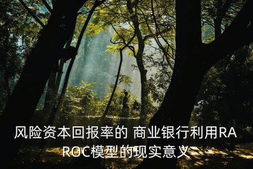 風(fēng)險(xiǎn)資本回報(bào)率的 商業(yè)銀行利用RAROC模型的現(xiàn)實(shí)意義