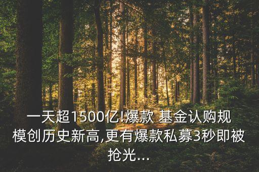 一天超1500億!爆款 基金認(rèn)購規(guī)模創(chuàng)歷史新高,更有爆款私募3秒即被搶光...