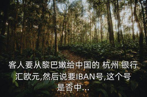 客人要從黎巴嫩給中國的 杭州 銀行匯歐元,然后說要IBAN號,這個號是否中...