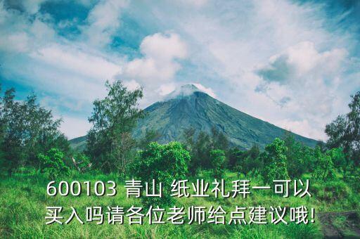 600103 青山 紙業(yè)禮拜一可以買入嗎請各位老師給點(diǎn)建議哦!