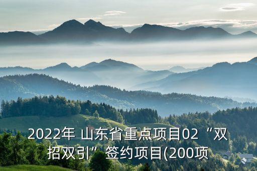 2022年 山東省重點項目02“雙招雙引”簽約項目(200項