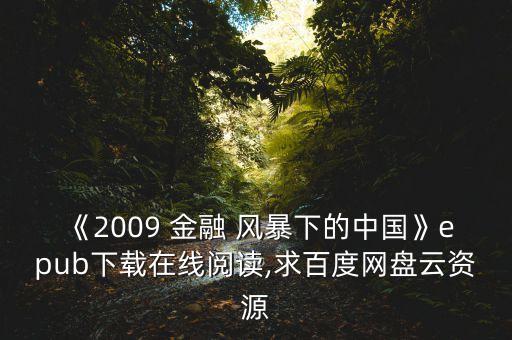 《2009 金融 風暴下的中國》epub下載在線閱讀,求百度網(wǎng)盤云資源