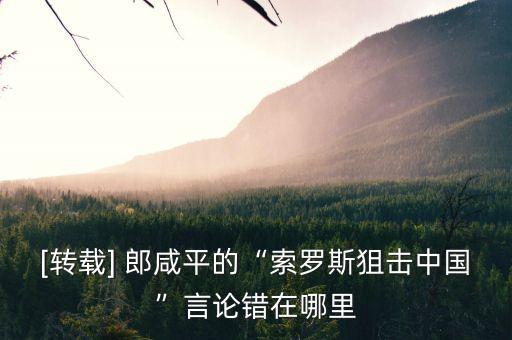 [轉(zhuǎn)載] 郎咸平的“索羅斯狙擊中國”言論錯在哪里