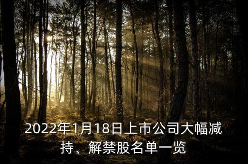 2022年1月18日上市公司大幅減持、解禁股名單一覽