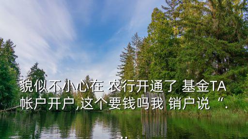 貌似不小心在 農(nóng)行開通了 基金TA帳戶開戶,這個(gè)要錢嗎我 銷戶說(shuō)“...