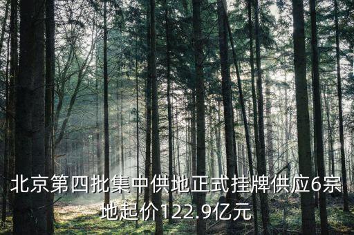 北京第四批集中供地正式掛牌供應6宗地起價122.9億元