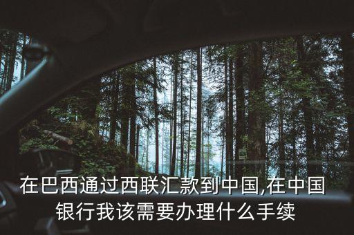 在巴西通過西聯(lián)匯款到中國(guó),在中國(guó) 銀行我該需要辦理什么手續(xù)