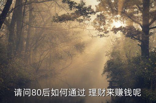 請問80后如何通過 理財來賺錢呢